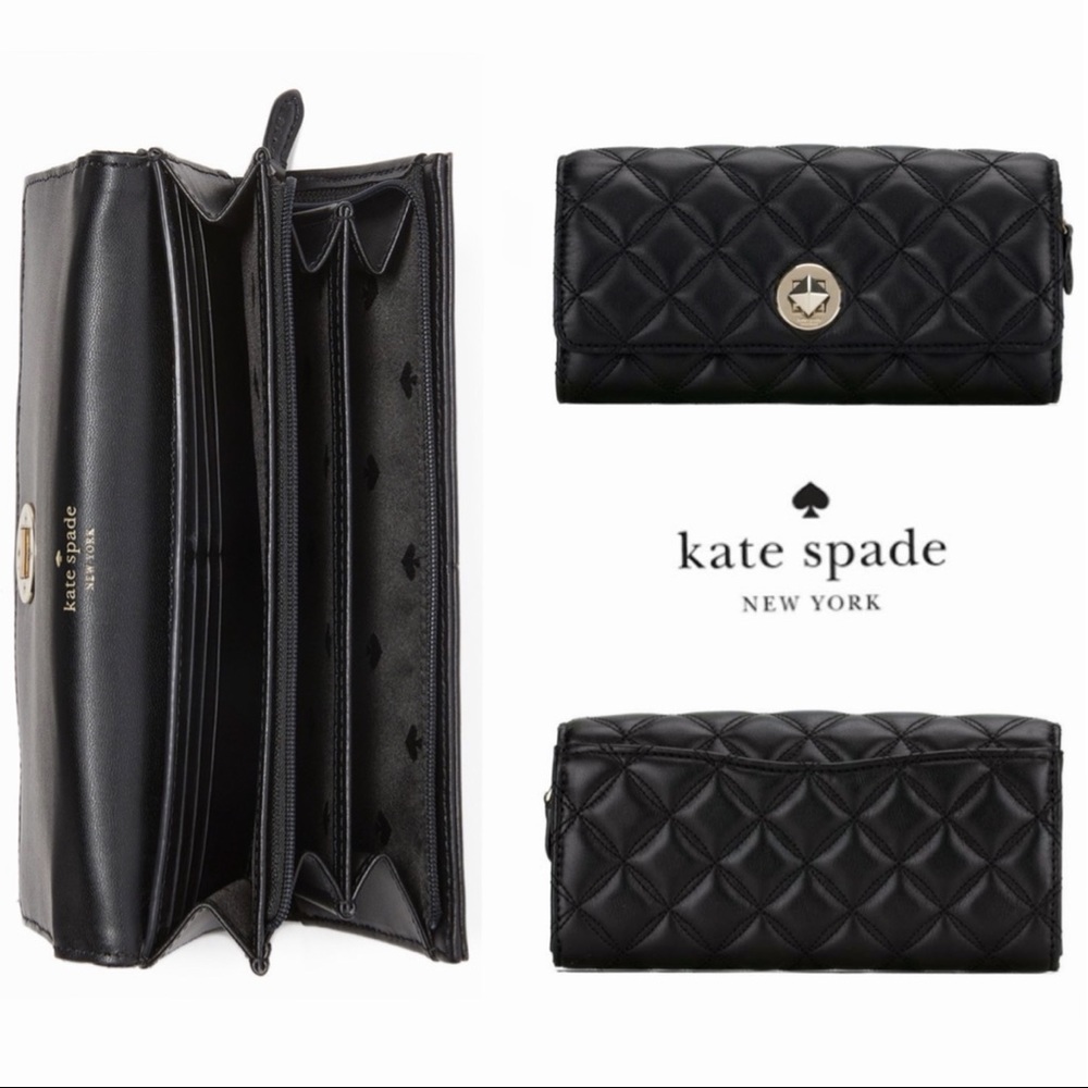 Kate Spade Natalia Large Flap Turnlock Long Wallet Black